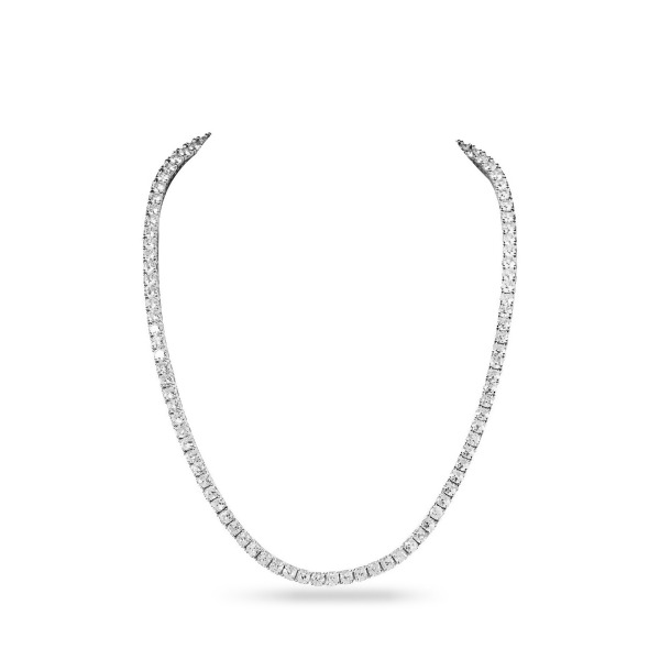 GABRIELLA - Simulated Diamond Tennis Necklace - Silver | Clear