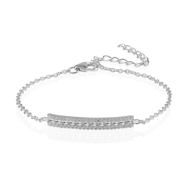 BROOK - Baguette Round Bar Bracelet - Final Sale - Silver | Clear