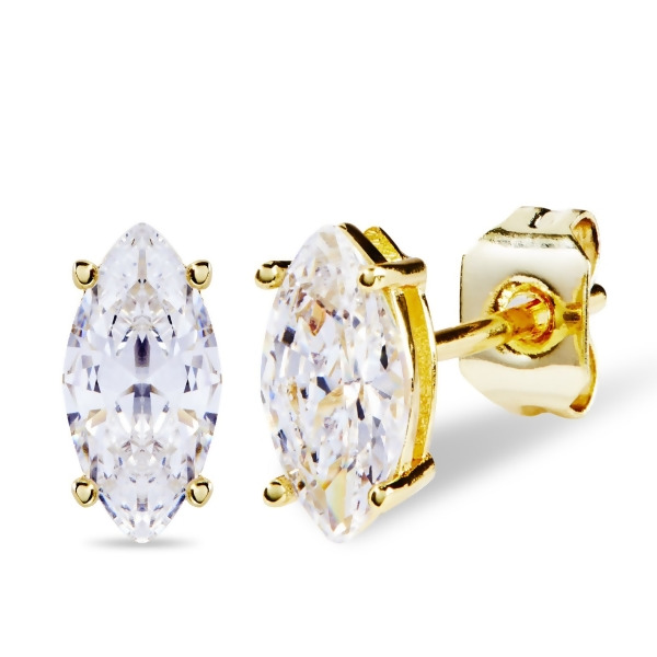 JOSEPHINE – Marquise Stud Earrings - Gold | Clear