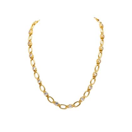 ZARAH – Vintage Bezel Set Link Necklace - Gold | Clear
