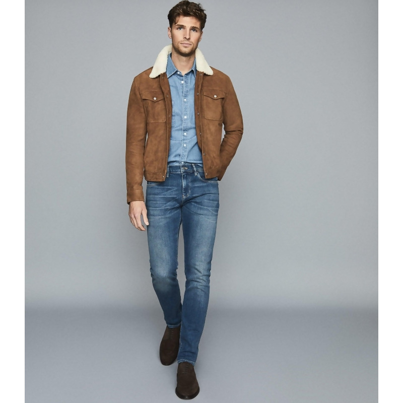 reiss suede trucker jacket