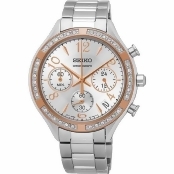 SEIKO CS 典雅晶鑽計時女錶(SSB892P1)-銀x玫瑰金圈/38mm SEIKO CS 典雅晶鑽計時女錶(SSB892P1)-銀x玫瑰金圈/38mm
