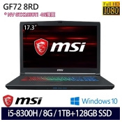 【結帳再享折扣】MSI 微星 GF72 8RD-079TW 17.3吋FHD/i5-8300H四核/8G/1TB+128G SSD/GTX1050Ti 4G獨顯/Win10 電競筆電 【結帳再享折扣】MSI 微星 GF72 8RD-079TW 17.3吋FHD/i5-8300H四核/8G/1TB+128G SSD/GTX1050Ti 4G獨顯/Win10 電競筆電