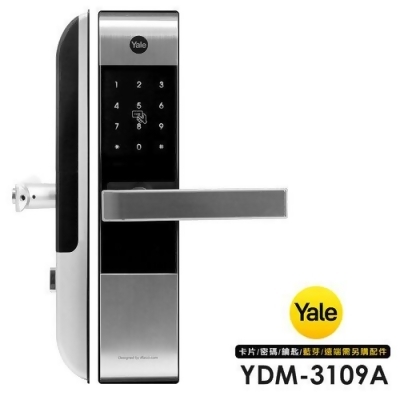 【Yale 耶魯】YDM-3109A 卡片/密碼/鑰匙 三合一智能電子鎖/門鎖(含基本安裝) 