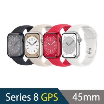  Apple Watch Series 8 GPS 45mm 鋁金屬殼搭運動型錶帶 