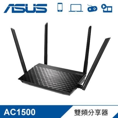 【ASUS 華碩】RT-AC1500G PLUS 雙頻無線分享器 黑色 