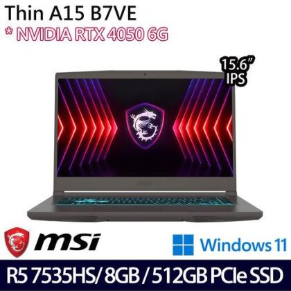 MSI 微星 Thin A15 B7VE-031TW(15.6吋/Ryzen 5 7535HS/8G/512G PCIe SSD/RTX4050/W11 電競筆電 