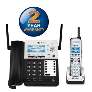 At T SynJ Sb67138 / Sb67118 4 Line 2 Handset Cordless Phone System Features Extendable Range / Expandable Up To 10 Handsets - All