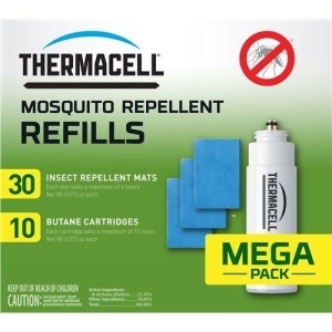 Thermacell Mega Pack Refill Fits All Models With 30 Repellent Mat 10 Butane Cartridge - All