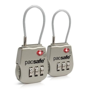 Pacsafe Prosafe 800 Tsa Accepted 3-Dial Cable Lock Silver 2-Pack - All