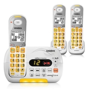 Refurbished Uniden D3097-3 Amplified Cordless Phone w/ White Lcd 2 Additional Handsets - All