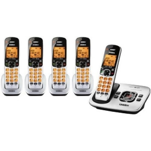 Uniden D1780-5 Cordless Phone w/ Orange Backlit Lcd Display 4 Extra Handsets - All