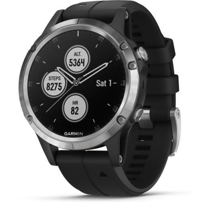 Garmin Fenix 5 Plus Glass Silver with Black Band Multipsort GPS Watch 