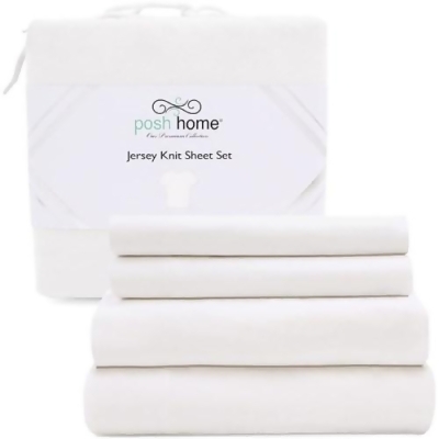 Posh Home White Jersey Knit Sheet Set King Jersey Knit Sheet Set 