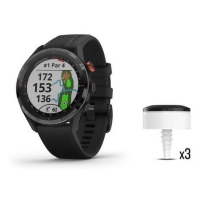 Garmin Approach S62-Bundle-Black Ceramic Bezel with Black Silicone Band Bundle GPS-Enabled Golf Watch 