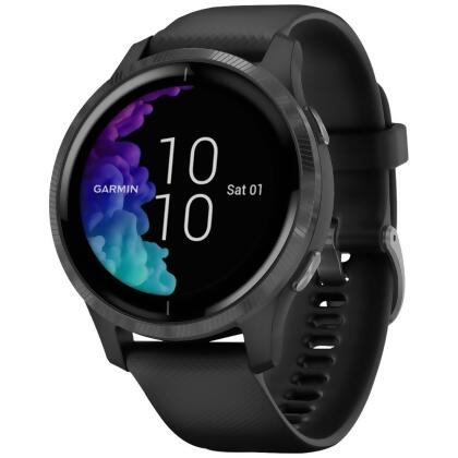 Refurbished Garmin VENU Black With Slate GPS Smartwatch Heart Rate Monitor, AMOLED Display 