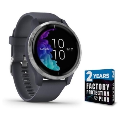 Refurbished Garmin Venu GPS Smartwatch - Granite Blue with Silver Hardware (Worldwide Version) w/ 2-Year Warranty 