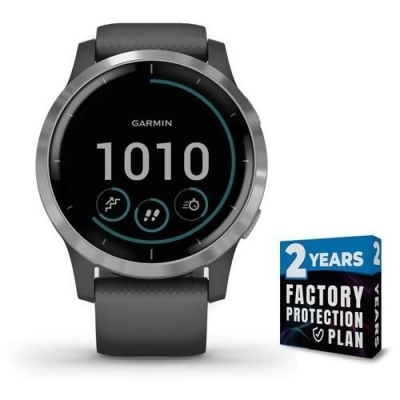 Refurbished Garmin Vivoactive 4 GPS Smartwatch - Shadow Gray & Silver Hardware w/ 2-Year Warranty 