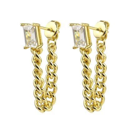 EMERSON – Emerald Cut Rope Loop Earrings - Emas | Jernih