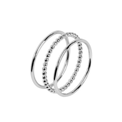 WINNIE - Sleek Ring Trio - Saiz 6 – Perak (Set dengan 3)