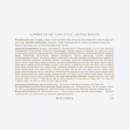 Lumière de Vie Lumi-Stick Product Label. See Product Label Details section further below.