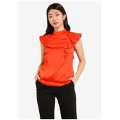 Orange High Neck Ruffle Top Orange High Neck Ruffle Top