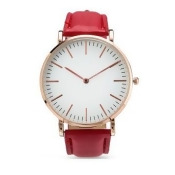 Round Face Gold White/Red Strap Watch Round Face Gold White/Red Strap Watch