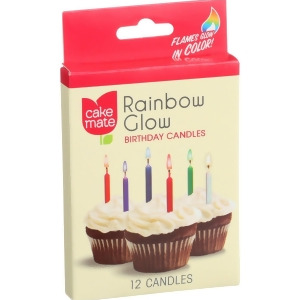 Cake Mate Birthday Party Candles Rainbow Glow 12 Count Pack of 12 - All