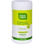 CleanWell All-Natural Hand Sanitizing Wipes Original - 40 Wipes CleanWell All-Natural Hand Sanitizing Wipes Original - 40 Wipes
