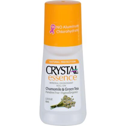 Crystal Chamomile & Green Tea Crystal Essence Mineral Deodorant Roll-On -- 2.25 fl oz - All Natural Protection. No Aluminum Chlorohydrate. Paraben Free. Hypoallergenic. Safe for the Environment. Natural Deodorant Protection. Crystal™ Essence Chamomile & Green Tea, made of natural mineral salts and infused with the calming...