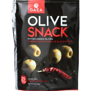 Gaea Olives Green Pitted with Chili and Black Pepper Snack Pack 2.3 oz Pack of 8 - All