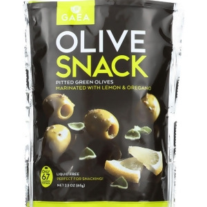 Gaea Olives Green Pitted with Oregano and Lemon Snack Pack 2.3 oz Pack of 8 - All