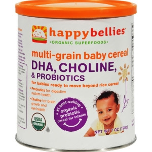 Happy Baby Happy Bellies Dha Pre and Probiotics Plus Choline Organic MultiGrain Cereal Pack of 6 7 oz - All