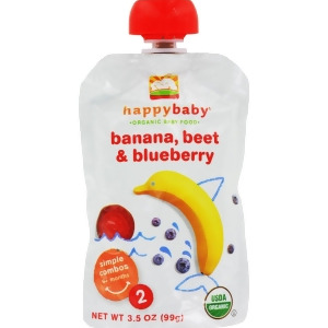 Happy Baby Organic Baby Food Stage 2 Banana Beets and Blueberry Pack of 16 3.5 oz - All