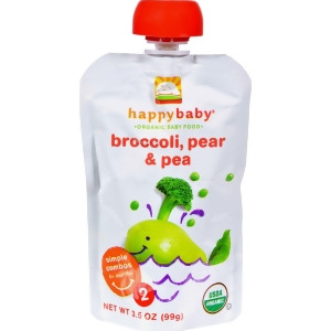 Happy Baby Organic Baby Food Stage 2 Broccoli Peas and Pears Pack of 16 3.5 oz - All