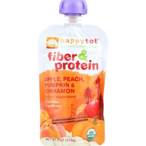 Happy Tot Toddler Food Organic Fiber and Protein Stage 4 Apple Peach Pumpkin and Cinnamon 4 oz Pack of 16 - All