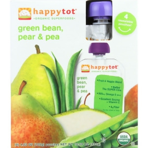Happy Tot Toddler Food Organic Green Bean Pear and Pea 4/4.22oz Pack of 4 - All
