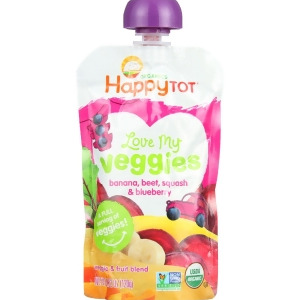 Happy Tot Toodler Food Organic Love My Veggies Banana Beet Squash and Blueberry 4.22 oz Pack of 16 - All