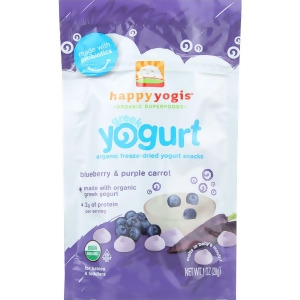 Happyyogis Yogurt Snacks Organic Freeze-Dried Greek Babies and Toddlers Blueberry and Purple Carrot 1 oz Pack of 8 - All