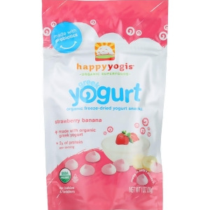 Happyyogis Yogurt Snacks Organic Freeze-Dried Greek Babies and Toddlers Strawberry Banana 1 oz Pack of 8 - All