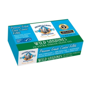 Henry and Lisa's Natural Seafood Wild Sardines In Extra Virgin Olive Oil Pack of 12 4.25 oz. - All