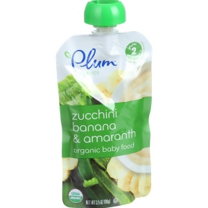 Plum Organics Baby Food Organic Zucchini Banana and Amaranth Stage 2 6 Months and Up 3.5 oz Pack of 6 - All