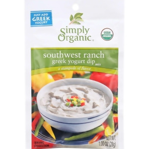 Simply Organic Dip Mix Organic Greek Yogurt Southwest Ranch 1 oz Pack of 12 - All