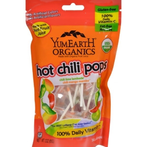 Yummy Earth Organic Hot Chili Lollipops 3 oz Pack of 6 - All