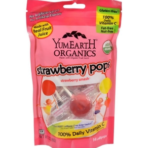 Yummy Earth Organic Standup Lollipops Strawberry Smash 3 oz Pack of 6 - All
