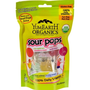 Yummy Earth Organic Super Sour Standup Lollipops 3 oz Pack of 6 - All
