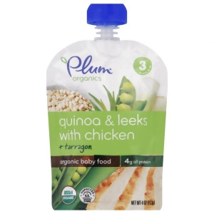Plum Organics Baby Food Organic Quinoa and Leeks with Chicken and Tarragon Stage 3 6 Months and Up 4 oz Pack of 6 - All
