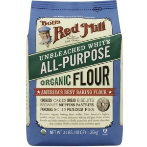 Bob's Red Mill Organic Unbleached White Flour 48 Oz Pack of 4 - All