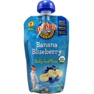 Earth's Best Organic Banana Blueberry Puree 4 Oz Pack of 12 - All
