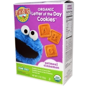 Earth's Best Organic Sesame Street Letter Of The Day Oatmeal Cinnamon Cookies 5.3 Oz Pack of 6 - All
